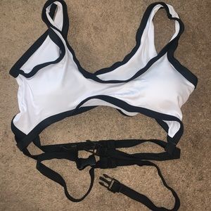 Black and White Buckle Bikini Top